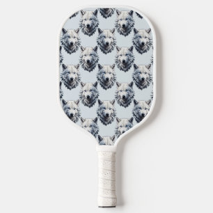 Raquette De Pickleball Motif de tête de loup blanc - Blanc