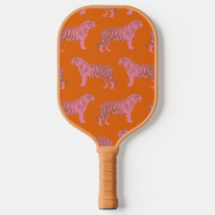 Raquette De Pickleball Motif de tigre mignon en rose et orange vif
