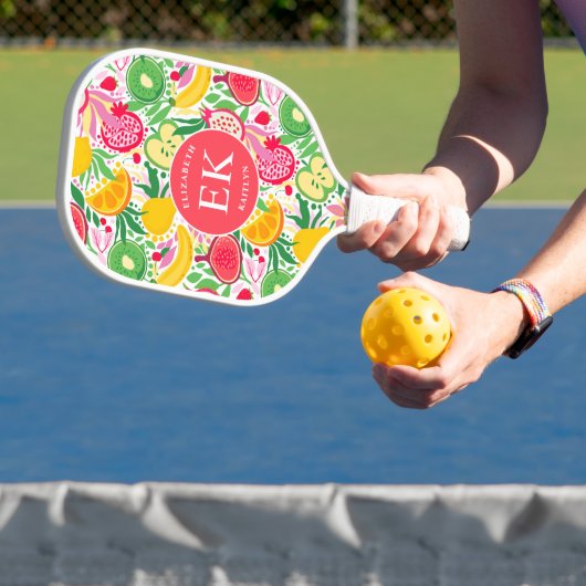 Raquette De Pickleball Motif d'été pour le Monogramme de fruits tropicaux (Insitu)