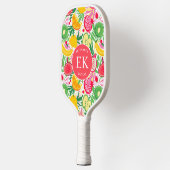 Raquette De Pickleball Motif d'été pour le Monogramme de fruits tropicaux (Gauche)