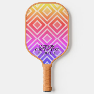 Raquette De Pickleball Motif diamant géométrique rétro Texte personnalisé
