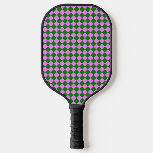 Raquette De Pickleball Motif diamant Pink Green Checker (Recto)