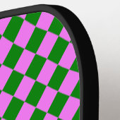Raquette De Pickleball Motif diamant Pink Green Checker (Détail gauche)