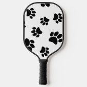 Raquette De Pickleball Motif Empreinte de patte de chien noir (Verso)