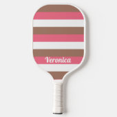 Raquette De Pickleball Motif en bande Personnaliser Brown rose blanc (Verso)