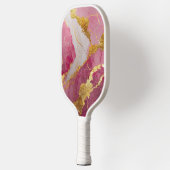 Raquette De Pickleball Motif en marbre rose avec or (Gauche)