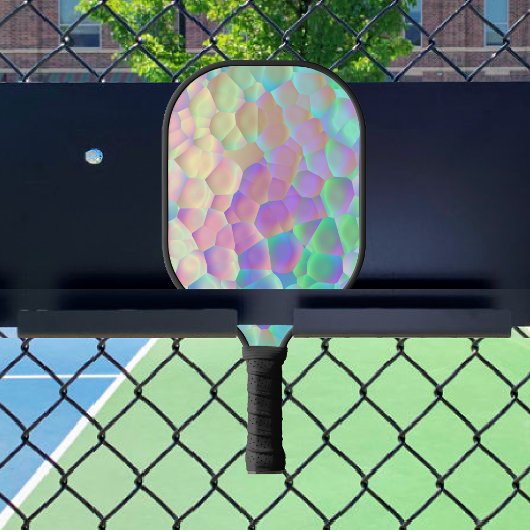 Raquette De Pickleball Motif en verre holographique, couleurs Iridescente