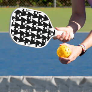 Raquette De Pickleball Motif Ermine, Motif médiéval, Blanc sur Noir