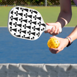 Raquette De Pickleball Motif Ermine, Motif Médiéval, Noir sur Blanc