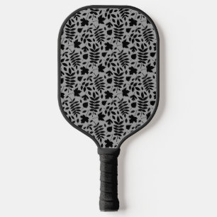 Raquette De Pickleball Motif Feuille tombé noir sur gris