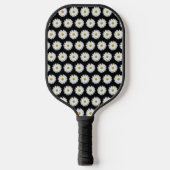 Raquette De Pickleball Motif floral marguerrier blanc sur noir (Recto)