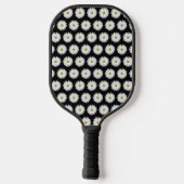 Raquette De Pickleball Motif floral marguerrier blanc sur noir (Verso)