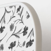 Raquette De Pickleball Motif floral noir et blanc - Nom et monogramme (Détail gauche)