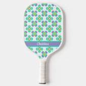 Raquette De Pickleball Motif floral rétro Lilac et Green (Verso)