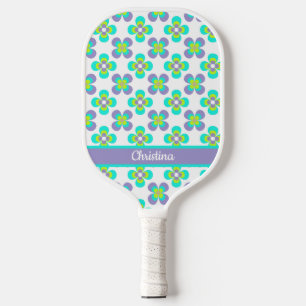 Raquette De Pickleball Motif floral rétro Lilac et Green