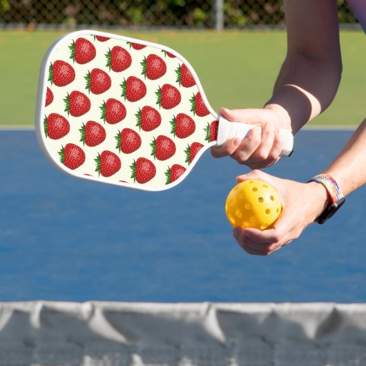 Raquette De Pickleball Motif fraises, fraises rouges, fruits, feuilles (Insitu)