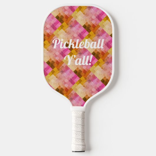 Raquette De Pickleball Motif géométrique Aquarelle rose (Recto)
