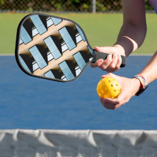 Raquette De Pickleball Motif géométrique beige et bleu