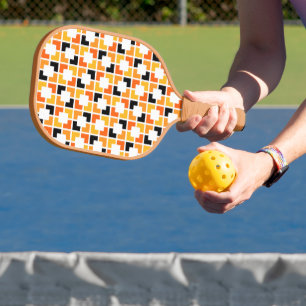 Raquette De Pickleball Motif géométrique Carré orange jaune