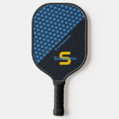 Raquette De Pickleball Motif géométrique moderne Fer bleu Nom personnalis (Verso)