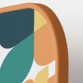 Raquette De Pickleball Motif géométrique rétro jaune et vert (Détail gauche)