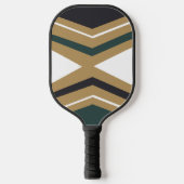 Raquette De Pickleball Motif géométrique vert, blanc et or (Recto)
