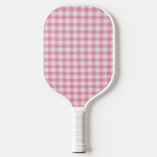 Raquette De Pickleball Motif Gingham Rose Bébé (Recto)