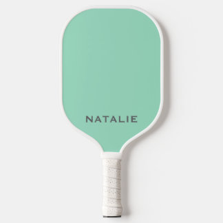 Raquette De Pickleball Motif Gingham Vert Menthe Nom Personnalisé