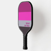 Raquette De Pickleball Motif gris rose et gris foncé pourpre rayures (Gauche)
