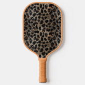 Raquette De Pickleball Motif Léopard Brun Noir Or Paillettes Luxe (Recto)