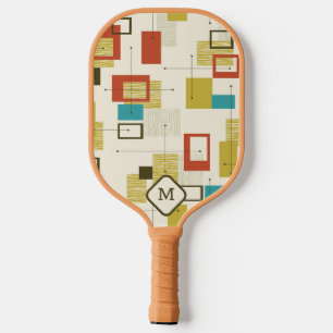 Raquette De Pickleball Motif moderne coloré du milieu du siècle