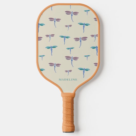 Raquette De Pickleball Motif Monogrammed Painted Dragonflies Ajouter un n (Recto)