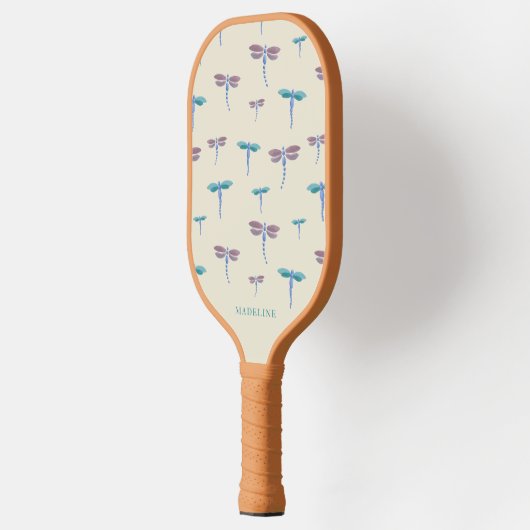 Raquette De Pickleball Motif Monogrammed Painted Dragonflies Ajouter un n (Gauche)