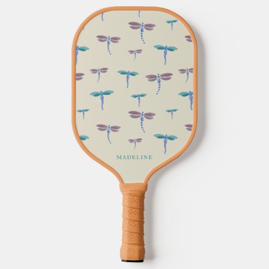 Raquette De Pickleball Motif Monogrammed Painted Dragonflies Ajouter un n (Verso)