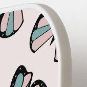 Raquette De Pickleball Motif papillon rose et turquoise (Détail gauche)