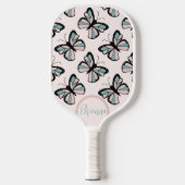 Raquette De Pickleball Motif papillon rose et turquoise (Recto)