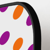 Raquette De Pickleball Motif Points Blancs Violet Orange (Détail gauche)