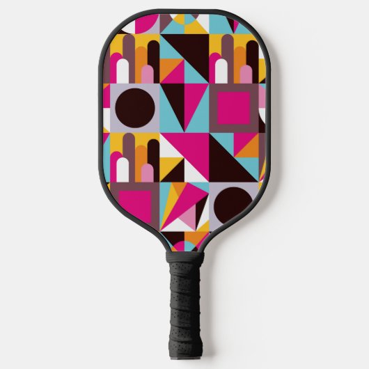 Raquette De Pickleball Motif psychédélique géométrique rétro coloré (Recto)