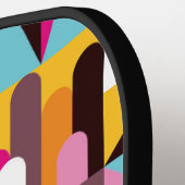 Raquette De Pickleball Motif psychédélique géométrique rétro coloré (Détail gauche)