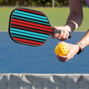 Raquette De Pickleball Motif rayures rouges bleues noires