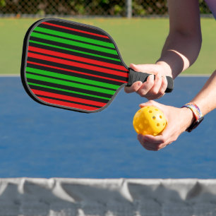 Raquette De Pickleball Motif rayures vertes rouges noires  