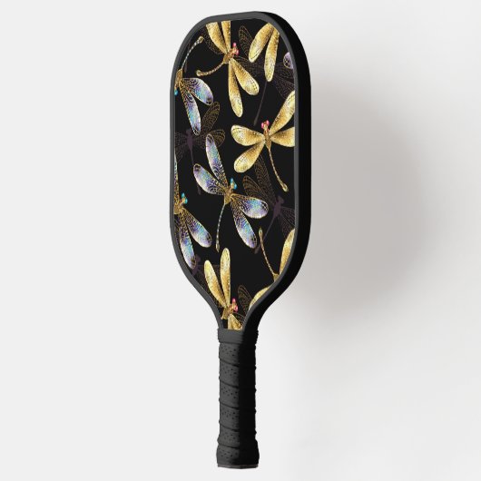 Raquette De Pickleball Motif sans couture avec libellules d'or (Gauche)