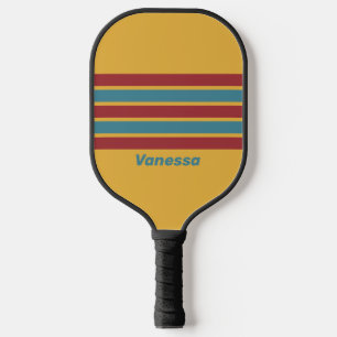 Raquette De Pickleball Moutarde Rétro Grain de Semence sur Rayures avec N