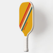 Raquette De Pickleball Moutarde Rétro Rayée avec Nom (Gauche)