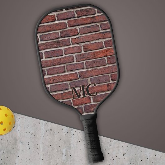 Raquette De Pickleball Mur en brique rouge avec initiales ou nom