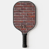 Raquette De Pickleball Mur en brique rouge avec initiales ou nom (Recto)