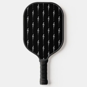 Raquette De Pickleball Musique Motif Melting Treble Clef Blanc et Noir