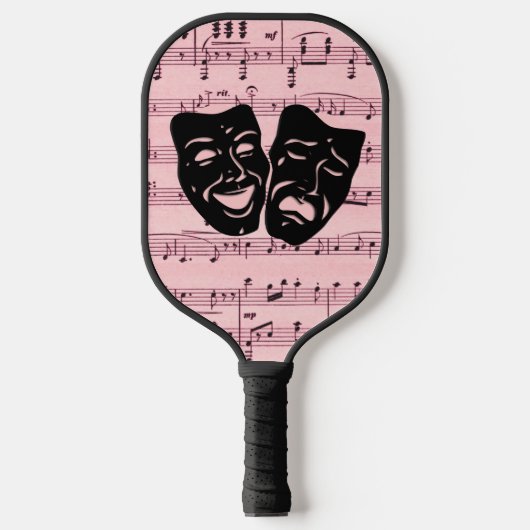 Raquette De Pickleball Musique rose et masques de théâtre (Recto)