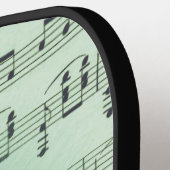 Raquette De Pickleball Musique verte et masques grecs de théâtre (Détail gauche)