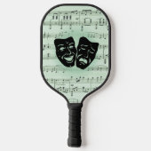 Raquette De Pickleball Musique verte et masques grecs de théâtre (Verso)
